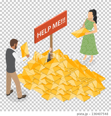 3D Isometric Flat  Illustration of Spam. Item 2 136407548