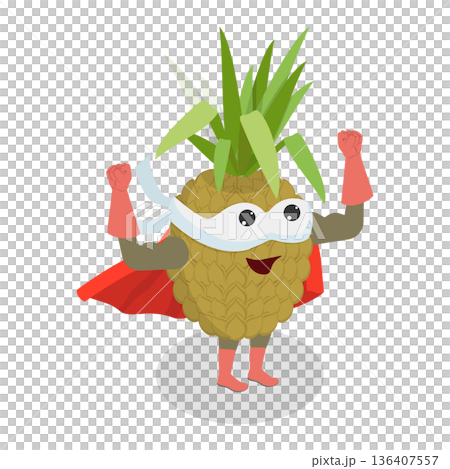 3D Isometric Flat Illustration of Pineapple Hero. Item 2 3D Isometric Flat Illustration of Pineapple Hero. Item 2 136407557