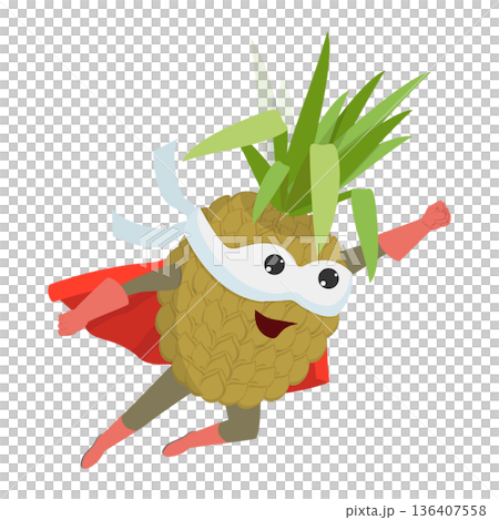 3D Isometric Flat Illustration of Pineapple Hero. Item 1 3D Isometric Flat Illustration of Pineapple Hero. Item 1 136407558
