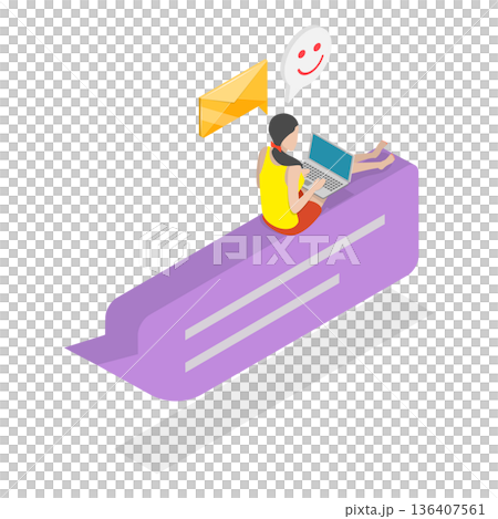 3D Isometric Flat  Illustration of Digital Conversation. Item 1 136407561