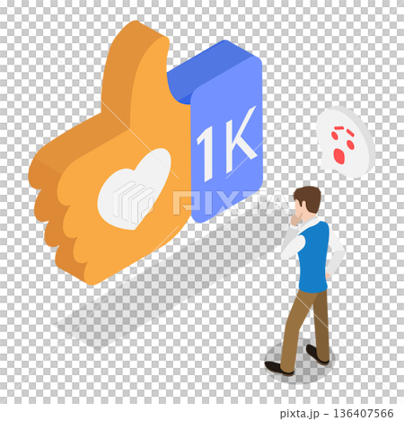 3D Isometric Flat Illustration of Like Bubbles. Item 3 3D Isometric Flat Illustration of Like Bubbles. Item 3 136407566
