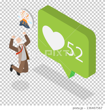 3D Isometric Flat Illustration of Like Bubbles. Item 2 3D Isometric Flat Illustration of Like Bubbles. Item 2 136407567