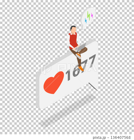 3D Isometric Flat Illustration of Like Bubbles. Item 1 3D Isometric Flat Illustration of Like Bubbles. Item 1 136407568