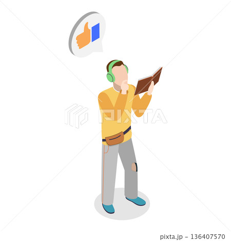 3D Isometric Flat Illustration of Reading Characters. Item 5 3D Isometric Flat Illustration of Reading Characters. Item 5 136407570