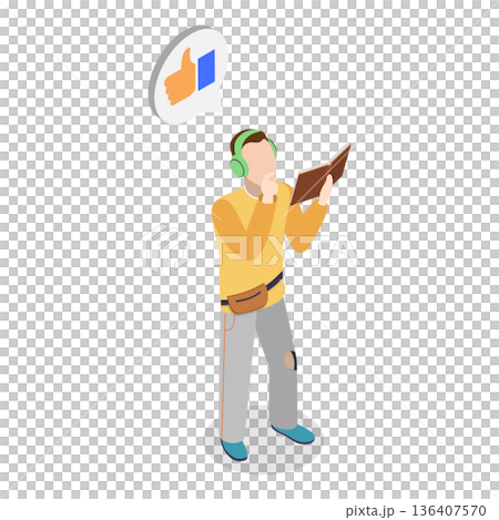 3D Isometric Flat  Illustration of Reading Characters. Item 5 136407570