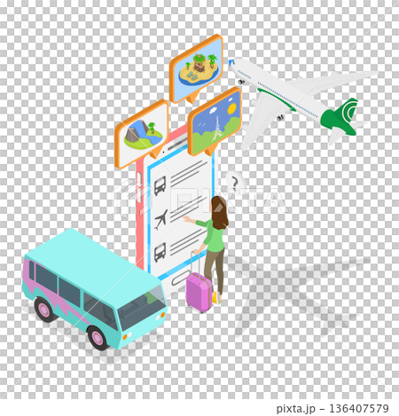 3D Isometric Flat  Illustration of Itinerary Planning. Item 2 136407579