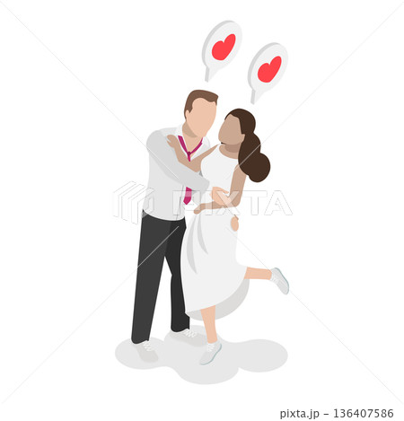 3D Isometric Flat Illustration of Happy Family...のイラスト素材 [136407586 ...