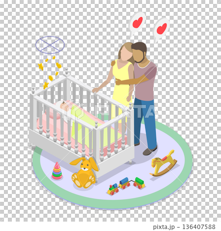 3D Isometric Flat Illustration of Happy Family Moments. Item 1 3D Isometric Flat Illustration of Happy Family Moments. Item 1 136407588