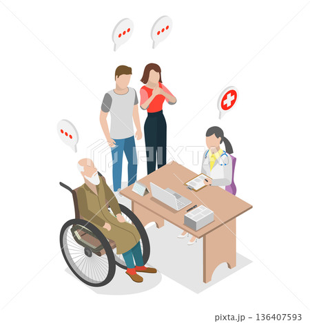 3D Isometric Flat  Illustration of Palliative Care. Item 1 136407593