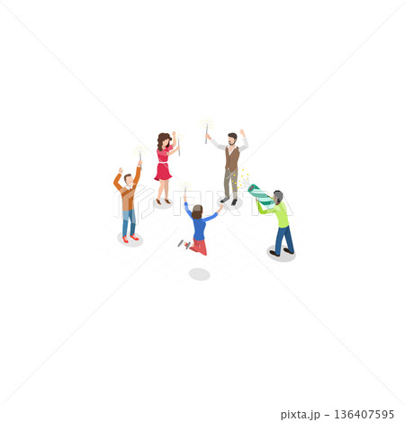 3D Isometric Flat  Illustration of Party Collection. Item 1 136407595