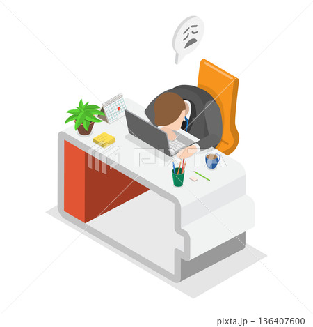3D Isometric Flat Illustration of Burnout Vs Full Energy. Item 2 3D Isometric Flat Illustration of Burnout Vs Full Energy. Item 2 136407600