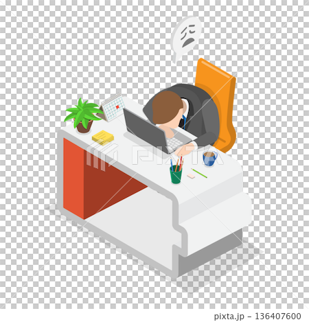 3D Isometric Flat Illustration of Burnout Vs Full Energy. Item 2 3D Isometric Flat Illustration of Burnout Vs Full Energy. Item 2 136407600