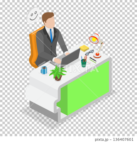 3D Isometric Flat Illustration of Burnout Vs Full Energy. Item 1 3D Isometric Flat Illustration of Burnout Vs Full Energy. Item 1 136407601