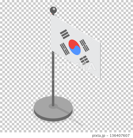 3D Isometric Flat Illustration of South Korea National Symbols. Item 6 3D Isometric Flat Illustration of South Korea National Symbols. Item 6 136407607