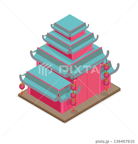 3D Isometric Flat Illustration of South Korea National Symbols. Item 3 3D Isometric Flat Illustration of South Korea National Symbols. Item 3 136407610