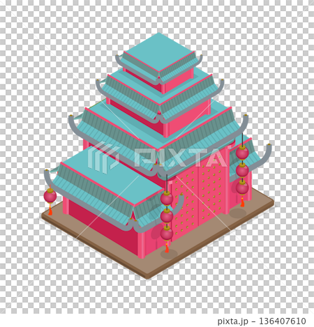 3D Isometric Flat  Illustration of South Korea National Symbols. Item 3 136407610