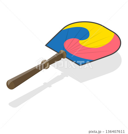 3D Isometric Flat  Illustration of South Korea National Symbols. Item 2 136407611