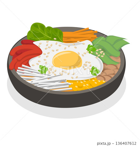 3D Isometric Flat Illustration of South Korea National Symbols. Item 1 3D Isometric Flat Illustration of South Korea National Symbols. Item 1 136407612