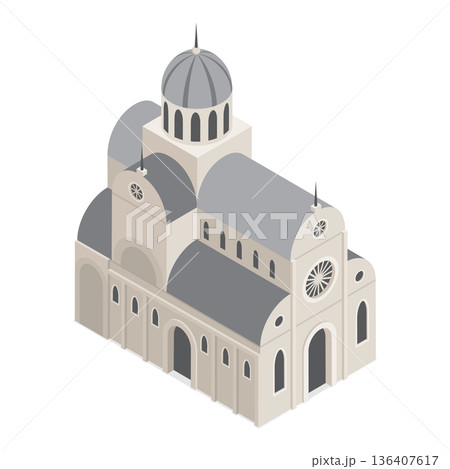 3D Isometric Flat  Illustration of Croatia National Symbols. Item 2 136407617