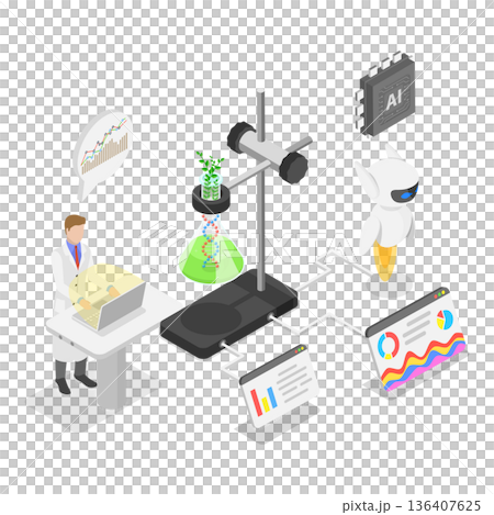 3D Isometric Flat Illustration of Laboratory Exploration. Item 3 3D Isometric Flat Illustration of Laboratory Exploration. Item 3 136407625