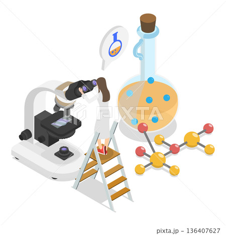 3D Isometric Flat  Illustration of Laboratory Exploration. Item 1 136407627