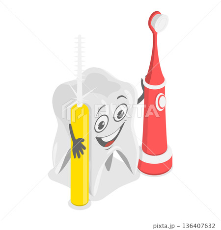 3D Isometric Flat Illustration of Dental Care. Item 5 3D Isometric Flat Illustration of Dental Care. Item 5 136407632