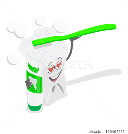 3D Isometric Flat  Illustration of Dental Care. Item 2 136407635