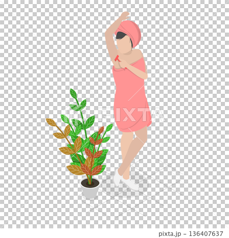 3D Isometric Flat Illustration of Hair Removal. Item 4 3D Isometric Flat Illustration of Hair Removal. Item 4 136407637