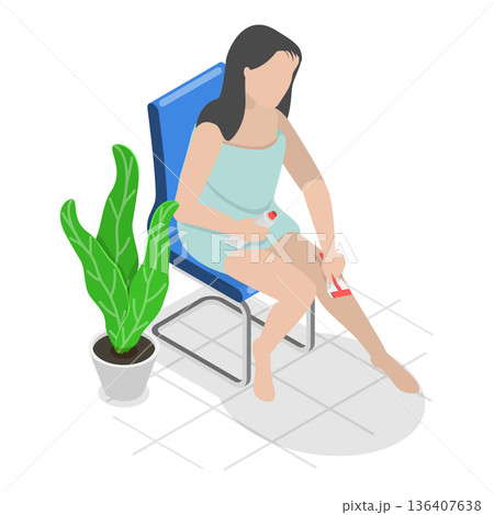 3D Isometric Flat Illustration of Hair Removal. Item 3 3D Isometric Flat Illustration of Hair Removal. Item 3 136407638