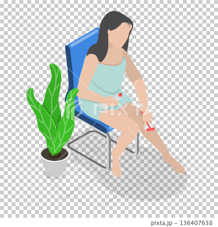 3D Isometric Flat  Illustration of Hair Removal. Item 3 136407638