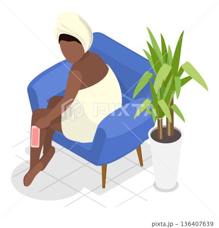 3D Isometric Flat Illustration of Hair Removal. Item 2 3D Isometric Flat Illustration of Hair Removal. Item 2 136407639