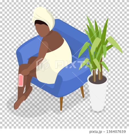 3D Isometric Flat  Illustration of Hair Removal. Item 2 136407639