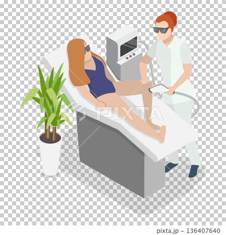 3D Isometric Flat  Illustration of Hair Removal. Item 1 136407640