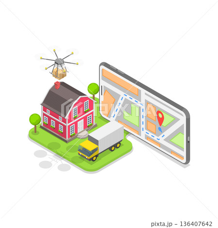 3D Isometric Flat  Illustration of Digital Gift Voucher. Item 3 136407642