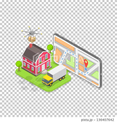 3D Isometric Flat  Illustration of Digital Gift Voucher. Item 3 136407642