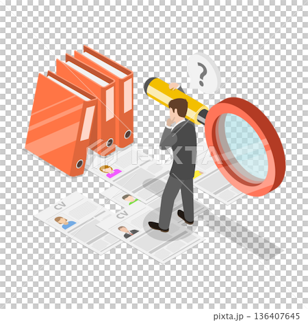 3D Isometric Flat  Illustration of Job Interview, Recruitment Agency. Item 3 136407645