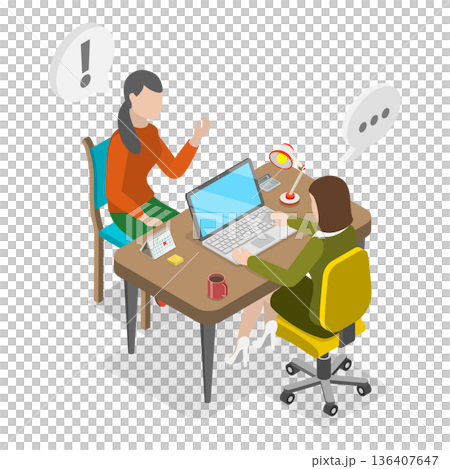 3D Isometric Flat Illustration of Job Interview, Recruitment Agency. Item 1 3D Isometric Flat Illustration of Job Interview, Recruitment Agency. Item 1 136407647
