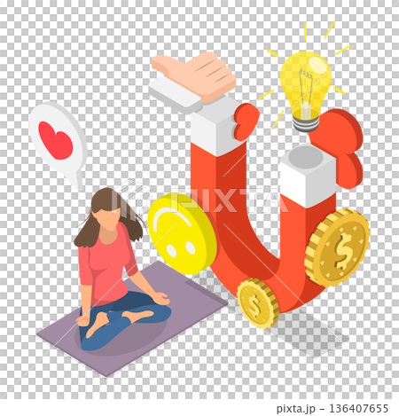 3D Isometric Flat  Illustration of FOMO stands for Fear of Missing Out. Item 2 136407655