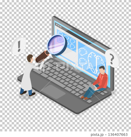 3D Isometric Flat Illustration of Brain Neurological Health. Item 3 3D Isometric Flat Illustration of Brain Neurological Health. Item 3 136407663