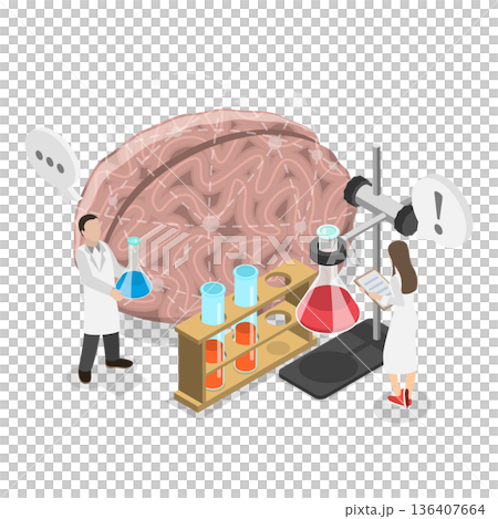 3D Isometric Flat Illustration of Brain Neurological Health. Item 2 3D Isometric Flat Illustration of Brain Neurological Health. Item 2 136407664