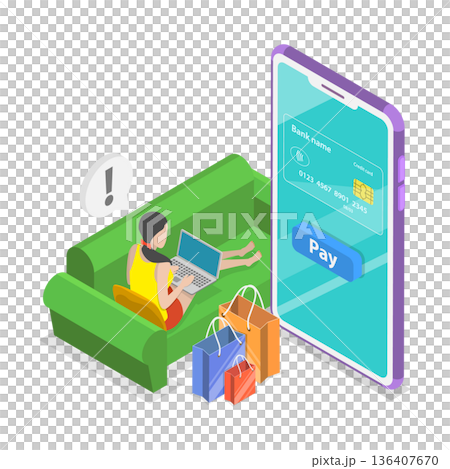 3D Isometric Flat Illustration of E-commerce Advertising. Item 2 3D Isometric Flat Illustration of E-commerce Advertising. Item 2 136407670