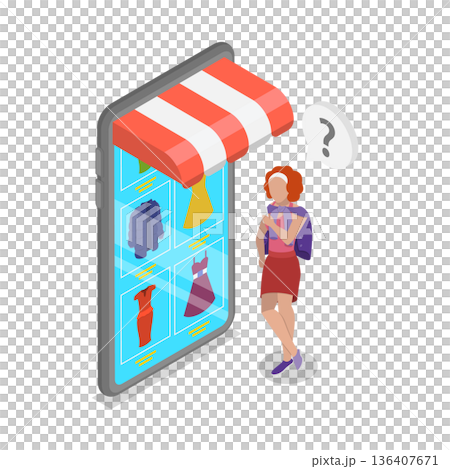 3D Isometric Flat  Illustration of E-commerce Advertising. Item 1 136407671