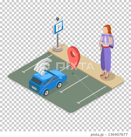 3D Isometric Flat Illustration of Autonomous Vehicle. Item 1 3D Isometric Flat Illustration of Autonomous Vehicle. Item 1 136407677