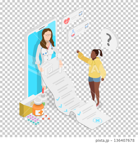 3D Isometric Flat Illustration of Telemedicine. Item 3 3D Isometric Flat Illustration of Telemedicine. Item 3 136407678
