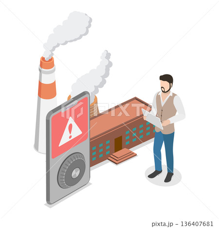 3D Isometric Flat  Illustration of Air Quality Awareness. Item 2 136407681