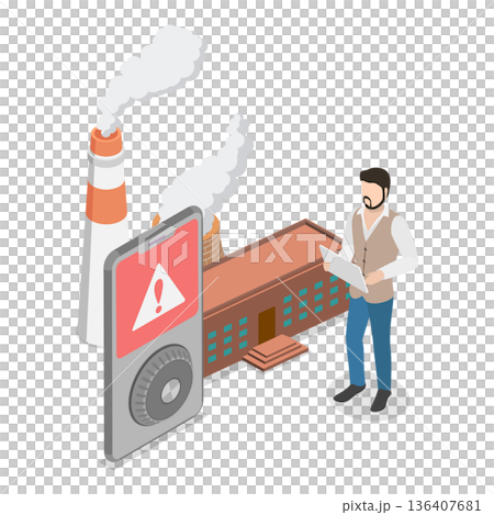 3D Isometric Flat  Illustration of Air Quality Awareness. Item 2 136407681