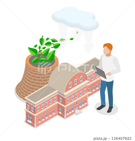 3D Isometric Flat  Illustration of Air Quality Awareness. Item 1 136407682