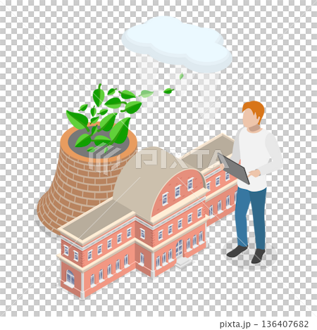 3D Isometric Flat  Illustration of Air Quality Awareness. Item 1 136407682