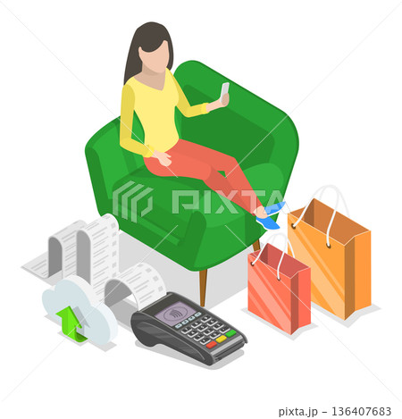 3D Isometric Flat Illustration of Contactless Payment. Item 3 3D Isometric Flat Illustration of Contactless Payment. Item 3 136407683