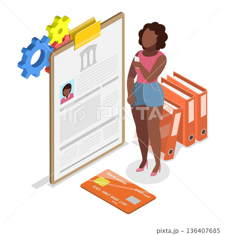 3D Isometric Flat  Illustration of Contactless Payment. Item 1 136407685